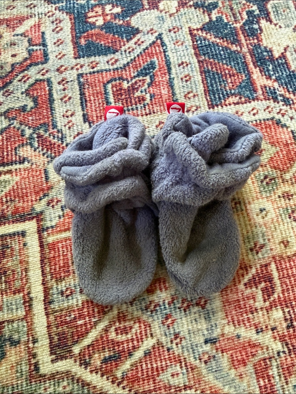 Zutano Soft Blue Grey Plush Baby Booties